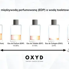 Różnice między Perfumami (EDP) a Wodą Toaletową (EDT) - porównanie stężeń i trwałości zapachu.